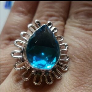 Vintage Handcrafted Blue Topaz ring size 6.5
Top coat is 925 silver sterling